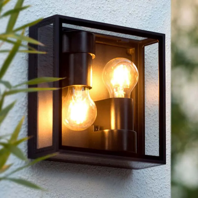 B-Ware Lucide Außenwandleuchte Dukan IP65 2-flammig LED Wandleuchte Lampe schwarz