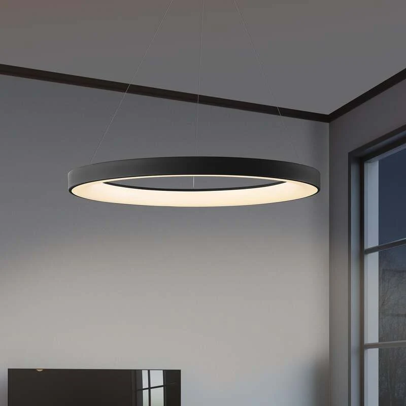 B-Ware LED-Hängeleuchte Niseko II schwarz 50 cm dimmbar mit Fernbedienung Mantra