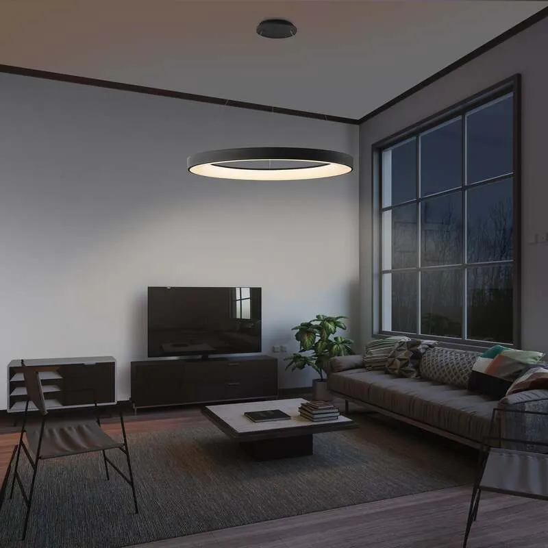 B-Ware LED-Hängeleuchte Niseko II schwarz 50 cm dimmbar mit Fernbedienung Mantra