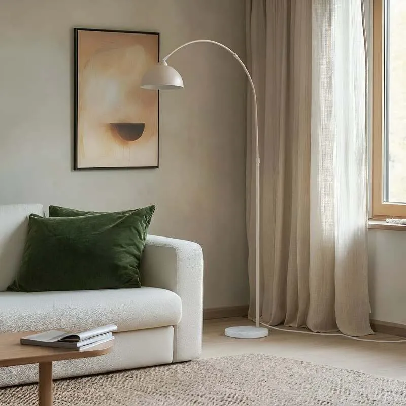 B-Ware Lindby Stehlampe Tonka beige Metall Marmor 180 cm E27 LED Stehleuchte Leuchte