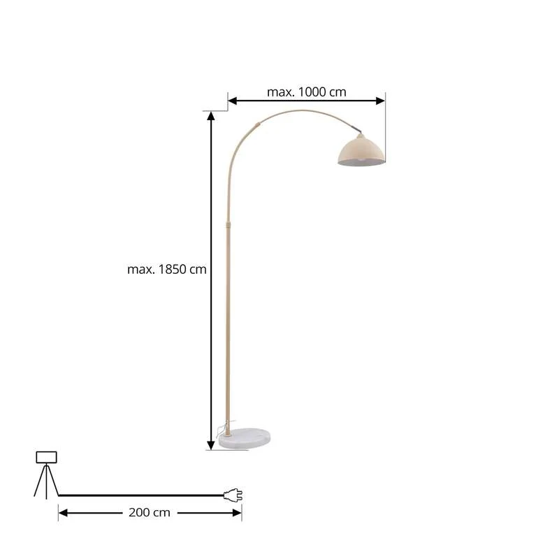 B-Ware Lindby Stehlampe Tonka beige Metall Marmor 180 cm E27 LED Stehleuchte Leuchte