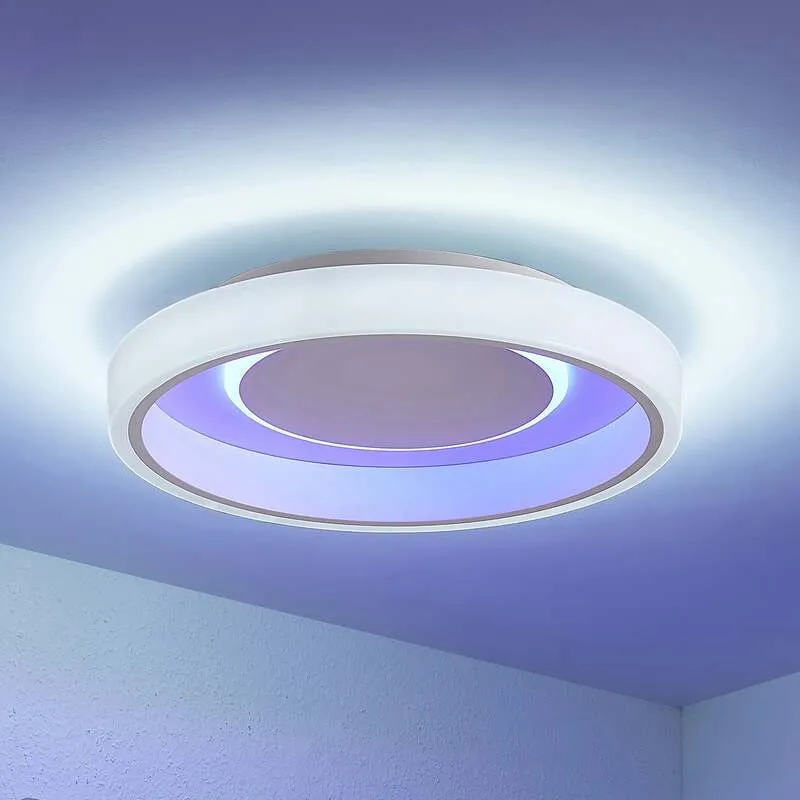 B-Ware Lindby Deckenleuchte Wikani LED Lampe dimmbar RGB CCT weiß Ø 49 cm Fernbedienung
