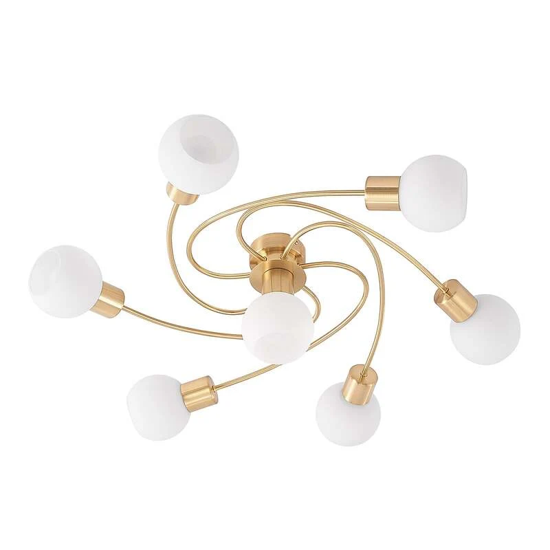 B-Ware Lindby Deckenlampe Ciala 7-flg LED Deckenlampe messingfarben E14 opalweiß Lampe