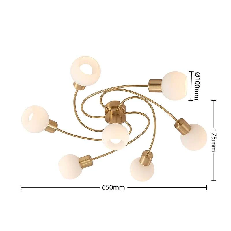 B-Ware Lindby Deckenlampe Ciala 7-flg LED Deckenlampe messingfarben E14 opalweiß Lampe