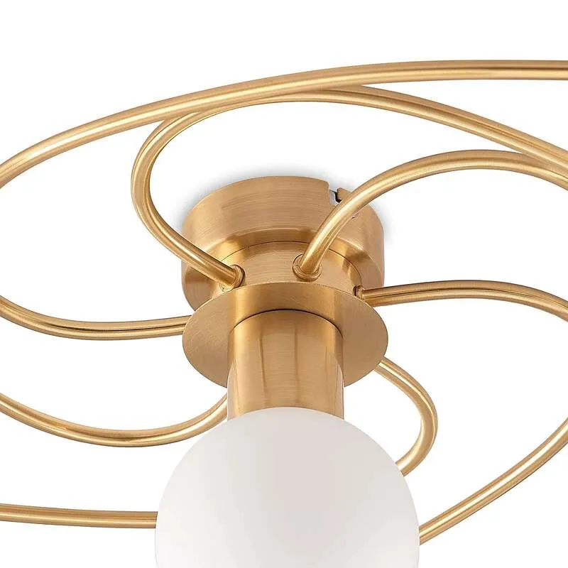 B-Ware Lindby Deckenlampe Ciala 7-flg LED Deckenlampe messingfarben E14 opalweiß Lampe