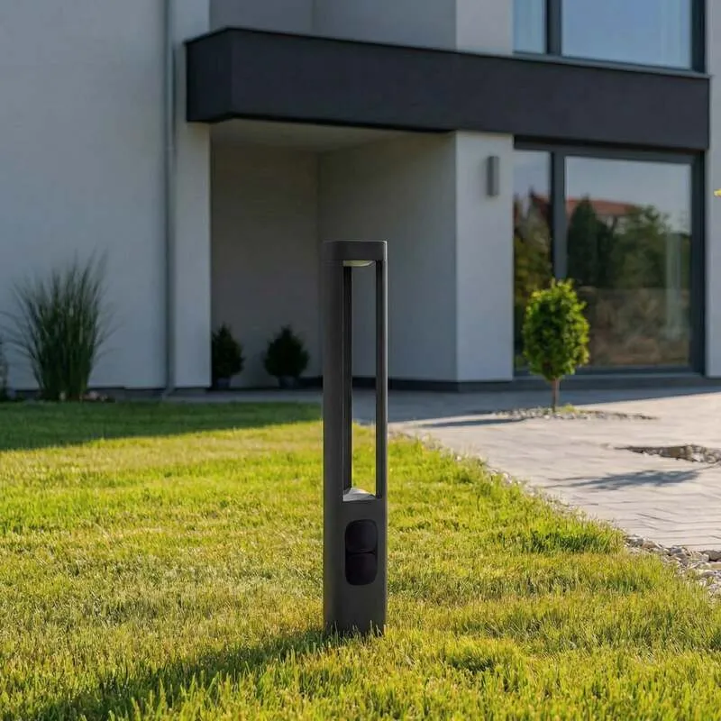 B-Ware Lucande Wegeleuchte Gartenleuchte Pirron LED anthrazit 80cm mit Steckdose IP54