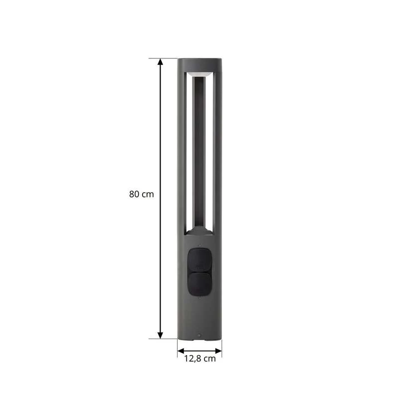 B-Ware Lucande Wegeleuchte Gartenleuchte Pirron LED anthrazit 80cm mit Steckdose IP54