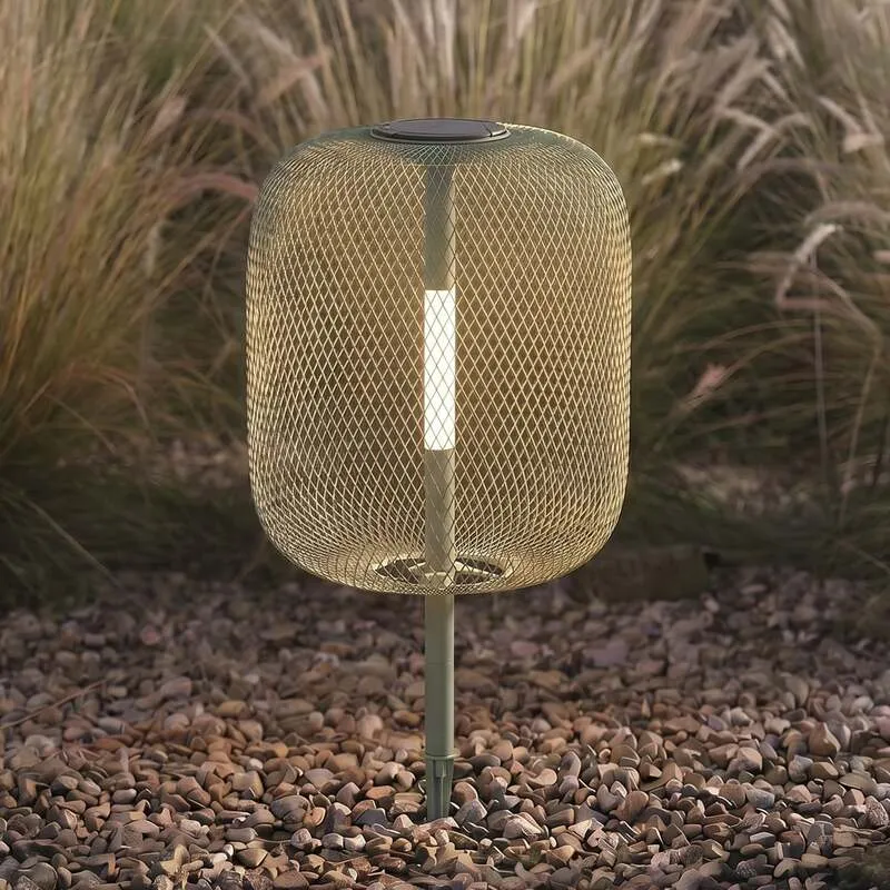 B-Ware Lucande Gartenleuchte Faylen LED Außenlampe dimmbar salbeigrün IP65 68cm USB