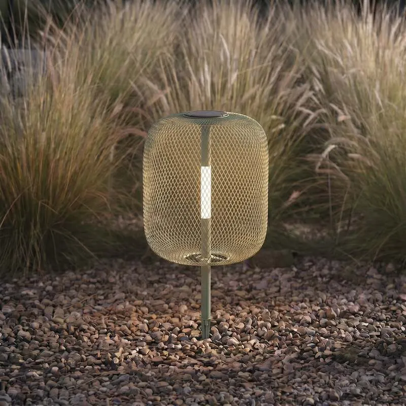 B-Ware Lucande Gartenleuchte Faylen LED Außenlampe dimmbar salbeigrün IP65 68cm USB