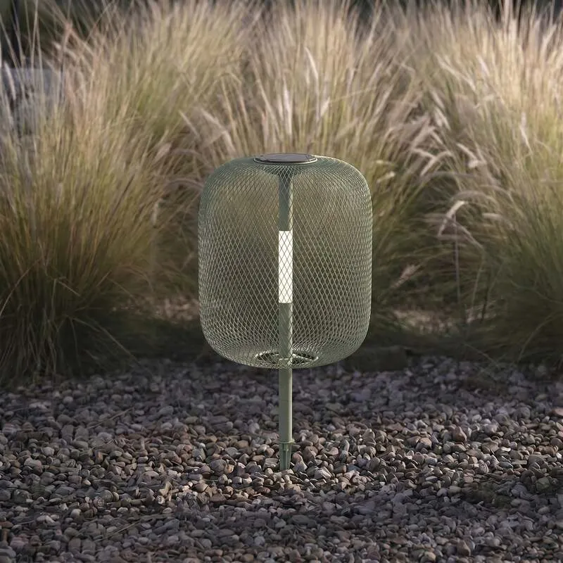 B-Ware Lucande Gartenleuchte Faylen LED Außenlampe dimmbar salbeigrün IP65 68cm USB