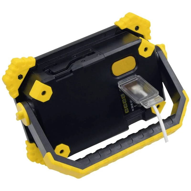 B-Ware Heitronic Akku LED Flutlichtstrahler 20W 2000lm Dimmbar IP54 Schwarz/Gelb