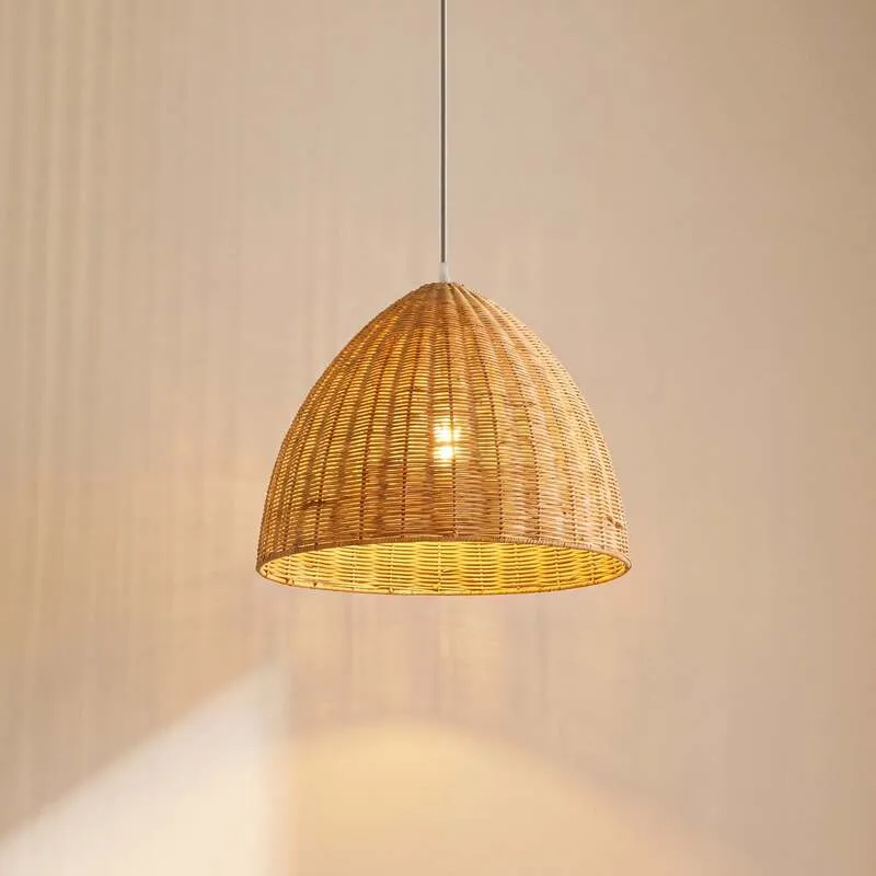 B-Ware Lindby Hängeleuchte Laverne LED Pendelleuchte Rattan dimmbar beige Ø40cm 35cm