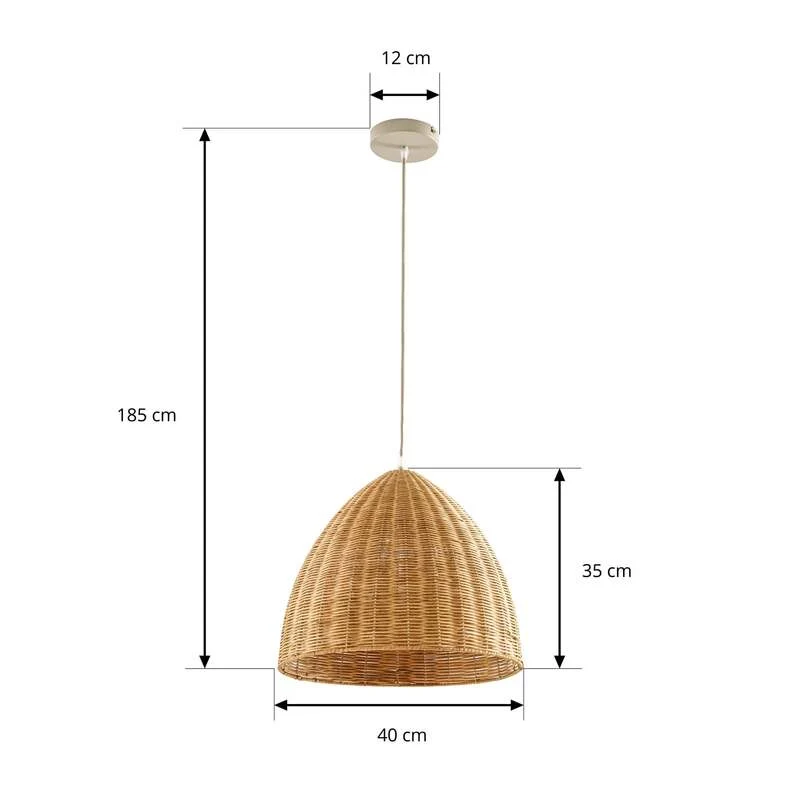 B-Ware Lindby Hängeleuchte Laverne LED Pendelleuchte Rattan dimmbar beige Ø40cm 35cm