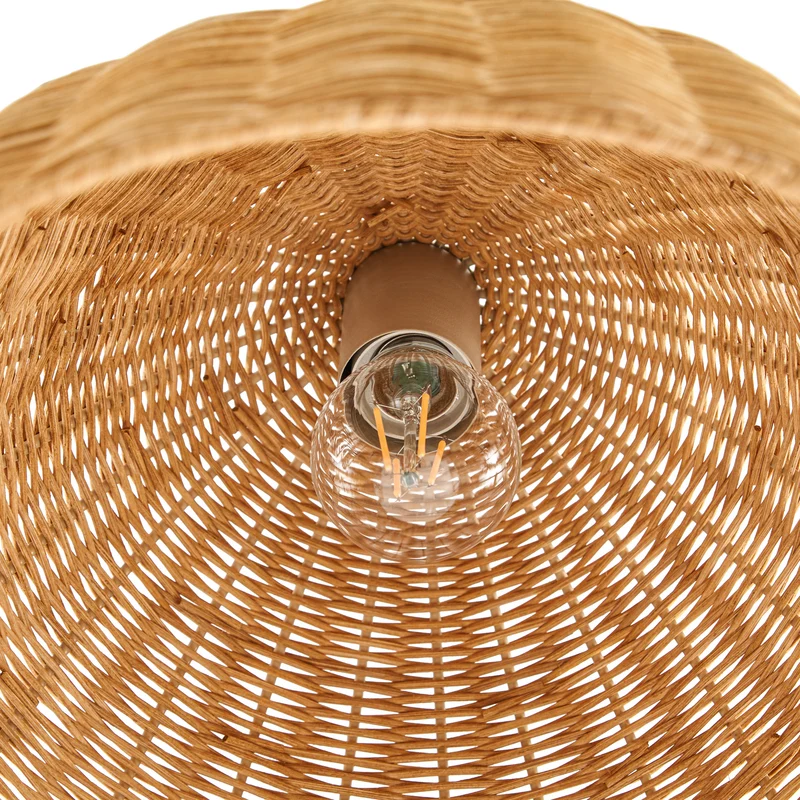 B-Ware Lindby Hängeleuchte Laverne LED Pendelleuchte Rattan dimmbar beige Ø40cm 35cm