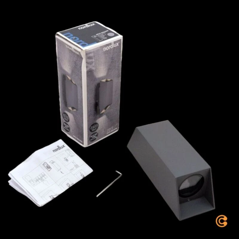 B-Ware Nordlux Wandleuchte Nico Square GU10 LED Lampe anthrazit 230V IP54 80x235mm