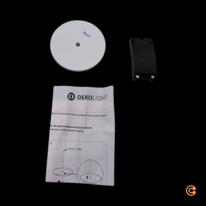 B-Ware Deko Light Einbauadapter Stahl IP20 Pendelleuchte Verkehrsweiß Ø90mm 32mm hoch