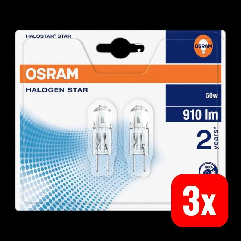 B-Ware OSRAM Halogenlampe GY6.35 50W dimmbar warmweiß 2er Set 910lm Lebensdauer 2000h
