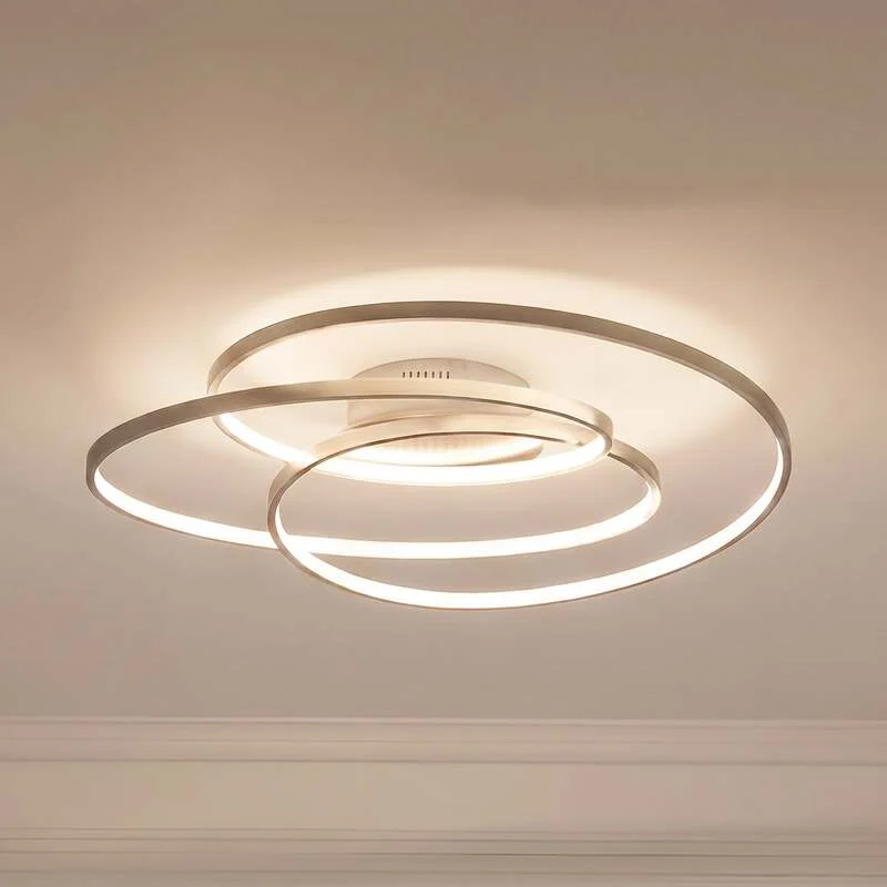 B-Ware Lindby Deckenlampe Joline LED Leuchte dimmbar nickel Ø60cm 2400 Lumen warmweiß