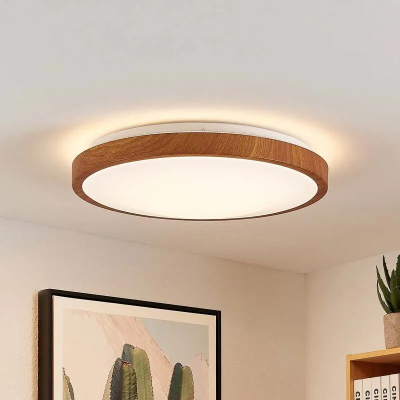 B-Ware Lindby Deckenleuchte Mynte LED Lampe Leuchte warmweiß Holzoptik Ø42cm 3000K