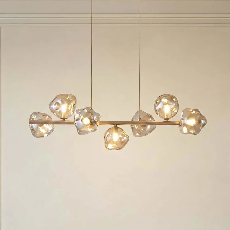 B-Ware Hängeleuchte Lava 7-flammig LED Pendelleuchte dimmbar sand cognac 90x33cm