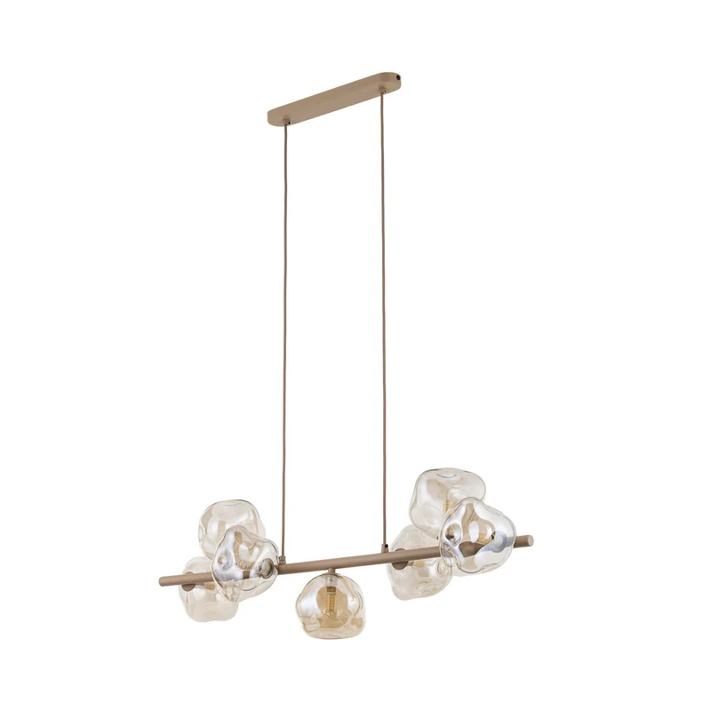 B-Ware Hängeleuchte Lava 7-flammig LED Pendelleuchte dimmbar sand cognac 90x33cm