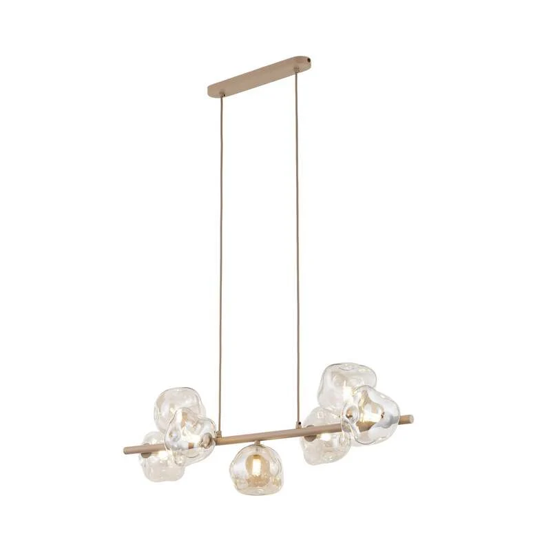 B-Ware Hängeleuchte Lava 7-flammig LED Pendelleuchte dimmbar sand cognac 90x33cm