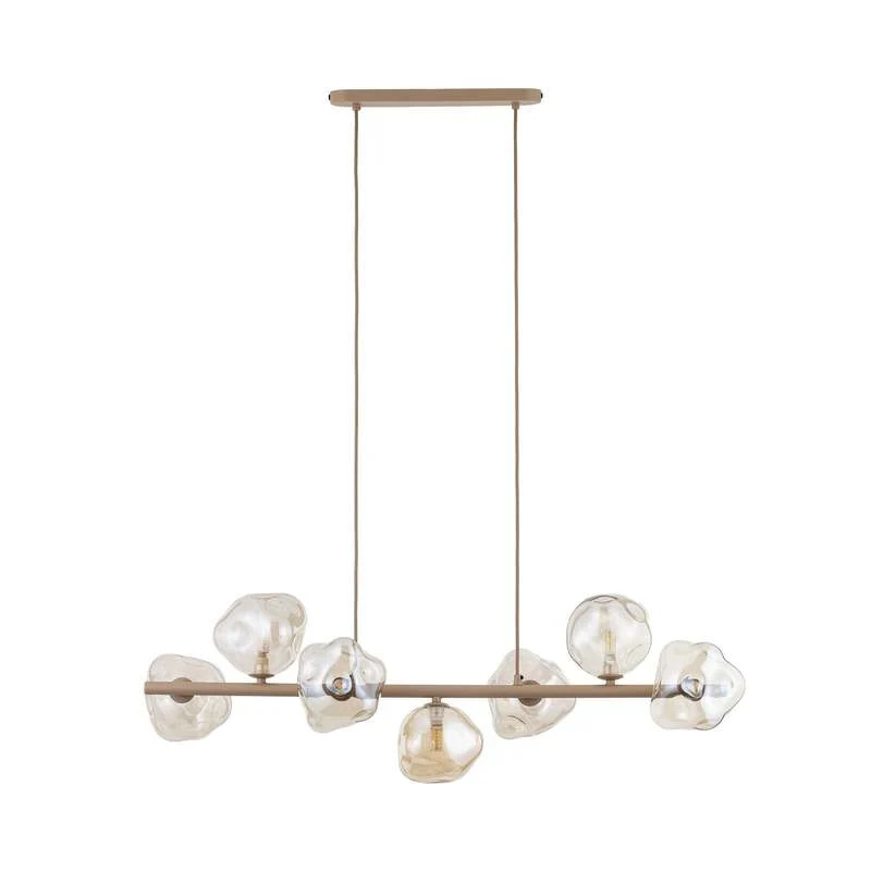 B-Ware Hängeleuchte Lava 7-flammig LED Pendelleuchte dimmbar sand cognac 90x33cm