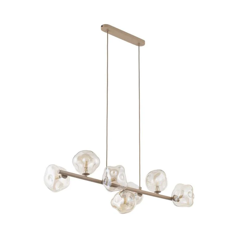 B-Ware Hängeleuchte Lava 7-flammig LED Pendelleuchte dimmbar sand cognac 90x33cm