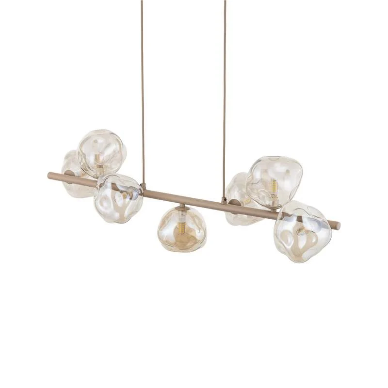 B-Ware Hängeleuchte Lava 7-flammig LED Pendelleuchte dimmbar sand cognac 90x33cm