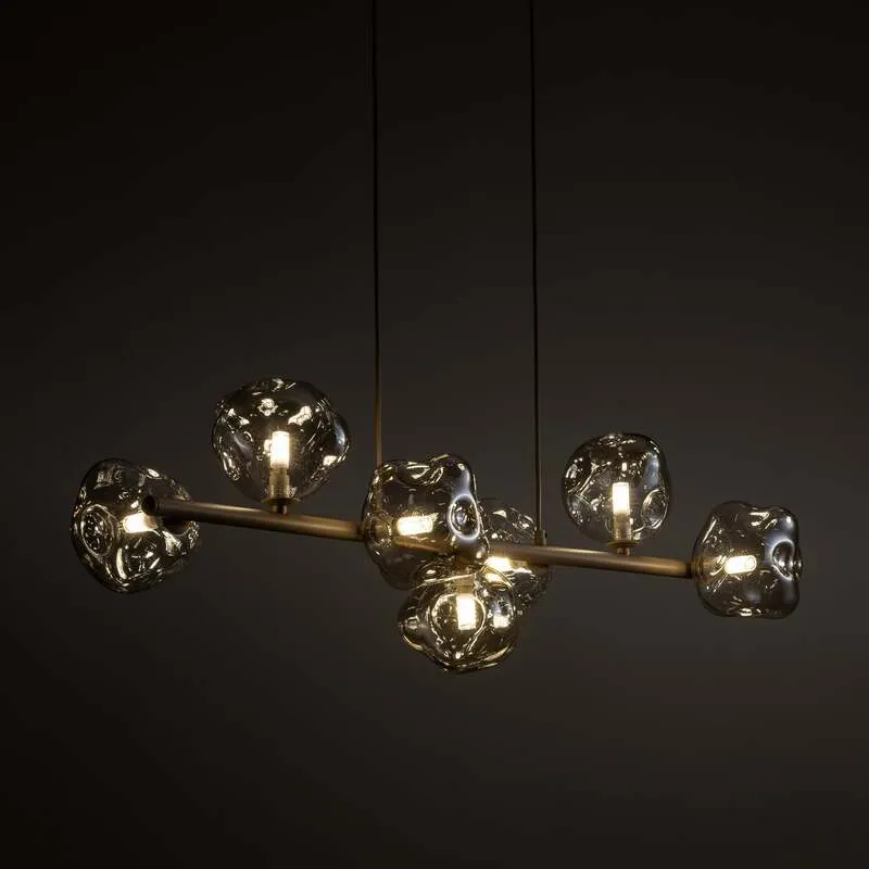 B-Ware Hängeleuchte Lava 7-flammig LED Pendelleuchte dimmbar sand cognac 90x33cm