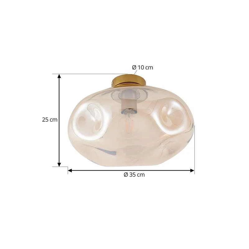 B-Ware Lindby Deckenleuchte Lampe Lelia amber Glas 35 cm runde Wohnraumleuchte