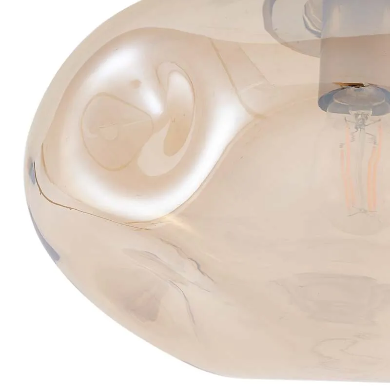 B-Ware Lindby Deckenleuchte Lampe Lelia amber Glas 35 cm runde Wohnraumleuchte