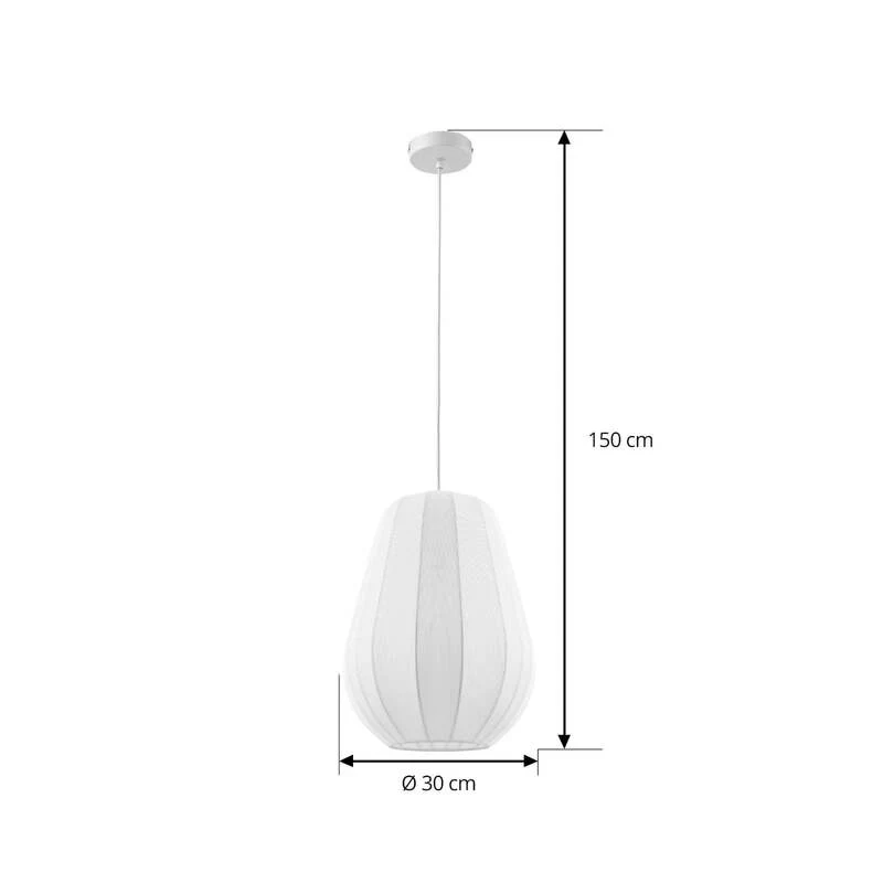 B-Ware Lindby Hängeleuchte Helin weiß Ø 30 cm dimmbar E27 Stoff 150 cm Abhängung