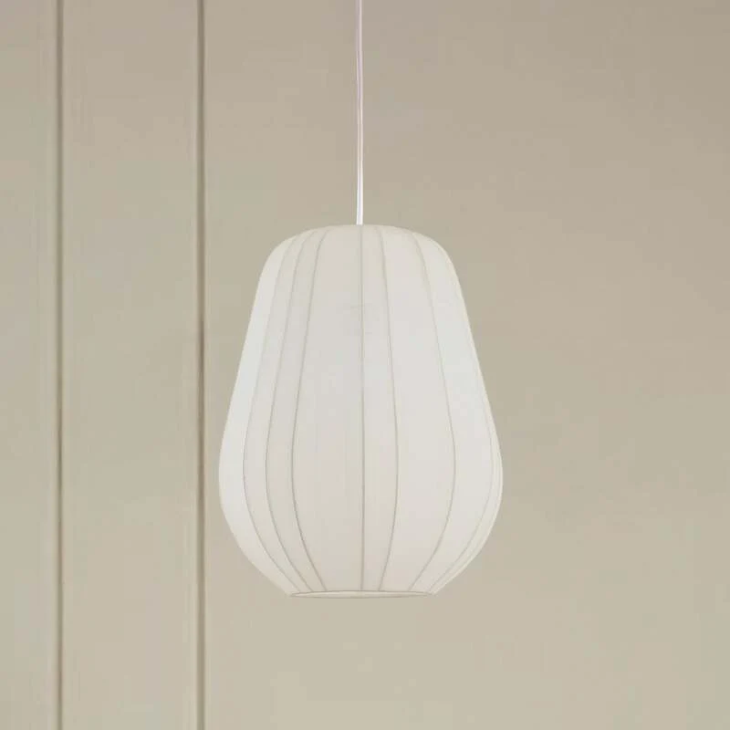 B-Ware Lindby Hängeleuchte Helin weiß Ø 30 cm dimmbar E27 Stoff 150 cm Abhängung