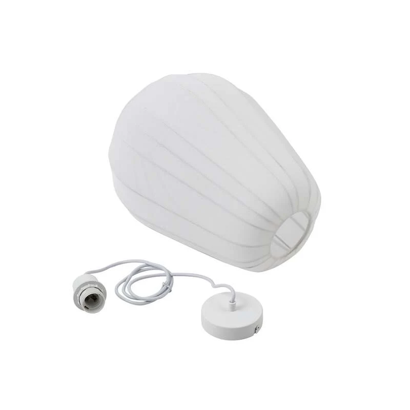 B-Ware Lindby Hängeleuchte Helin weiß Ø 30 cm dimmbar E27 Stoff 150 cm Abhängung