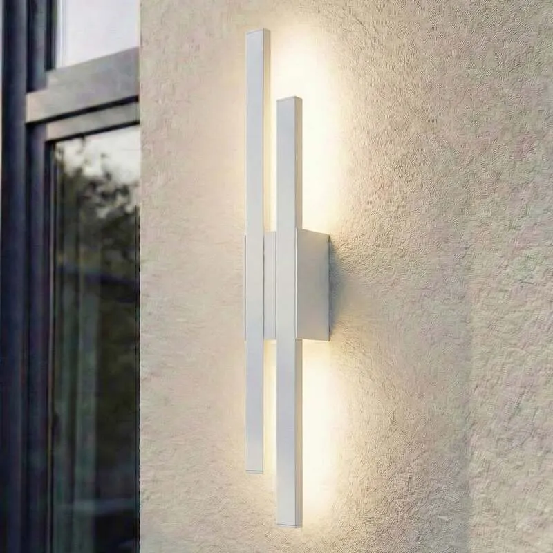B-Ware Lindby Außenwandleuchte Sakari LED Gartenlampe Wandleuchte weiß Aluminium 59cm