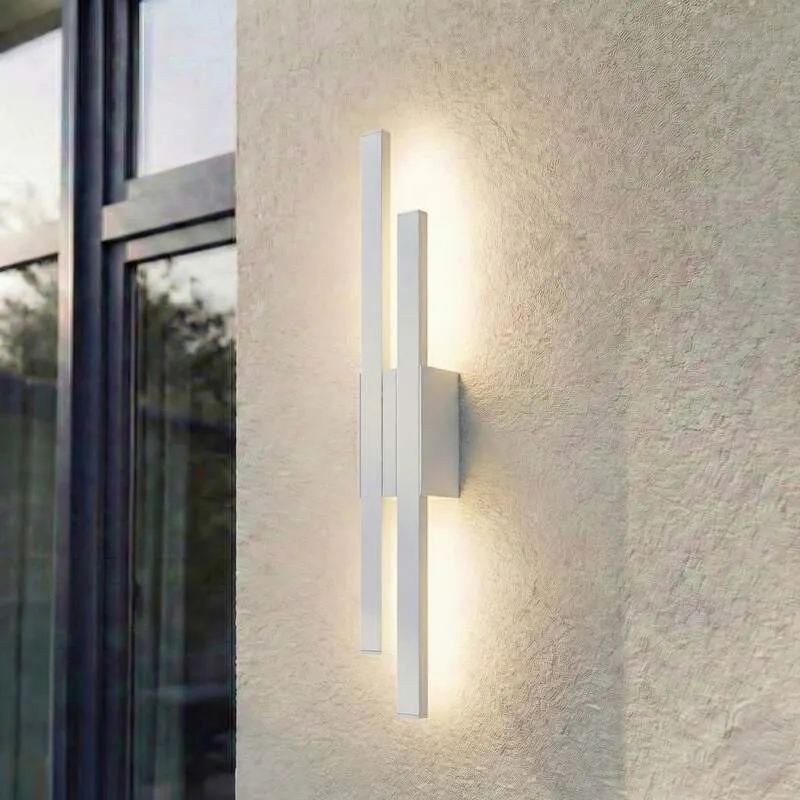 B-Ware Lindby Außenwandleuchte Sakari LED Gartenlampe Wandleuchte weiß Aluminium 59cm