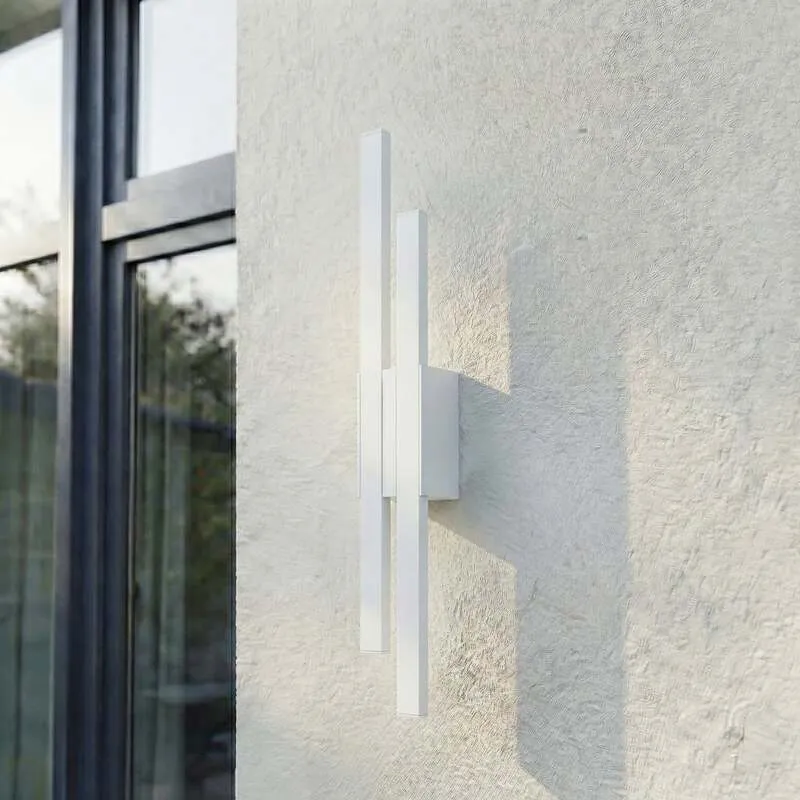 B-Ware Lindby Außenwandleuchte Sakari LED Gartenlampe Wandleuchte weiß Aluminium 59cm
