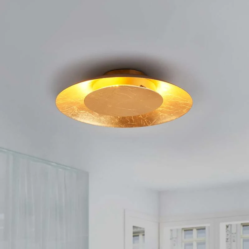 B-Ware Lindby Deckenleuchte Keti LED Lampe gold rund Metall Ø35cm warmweiß 3000K