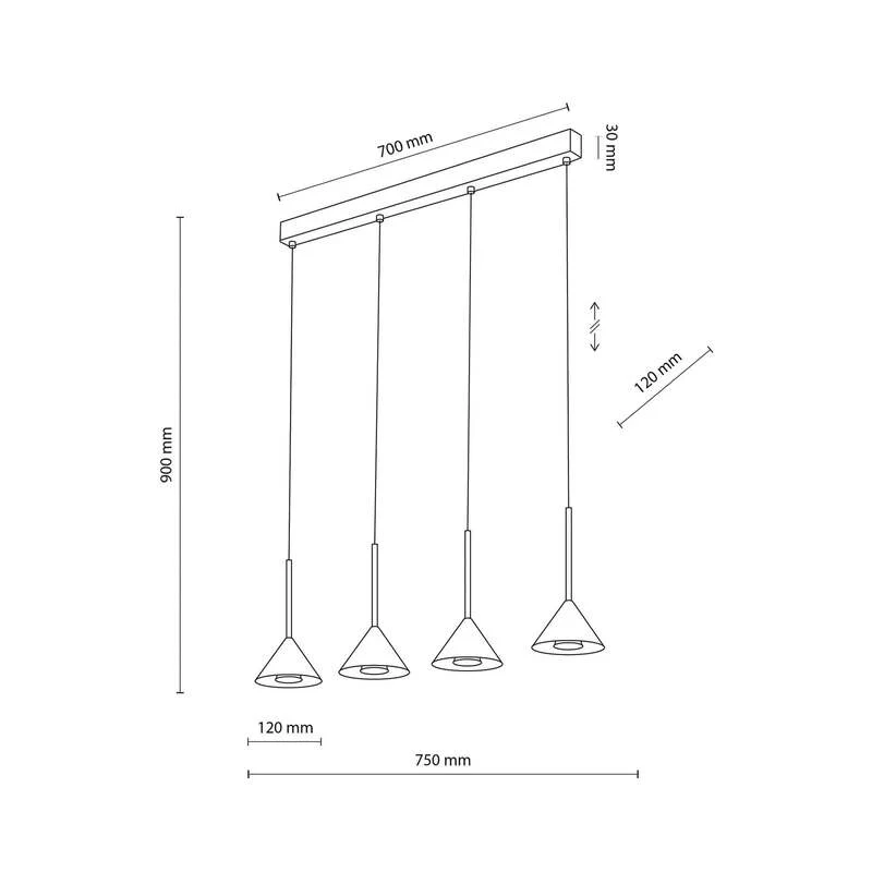 B-Ware TK-Lighting Hängeleuchte Cono Mini 4-flammig LED Pendelleuchte dimmbar schwarz