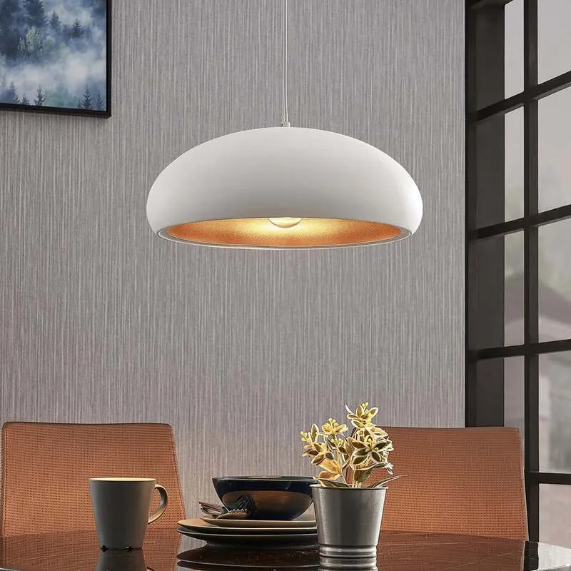 B-Ware Lindby Pendelleuchte Hängeleuchte Gerwina LED Lampe dimmbar weiß gold Ø40cm