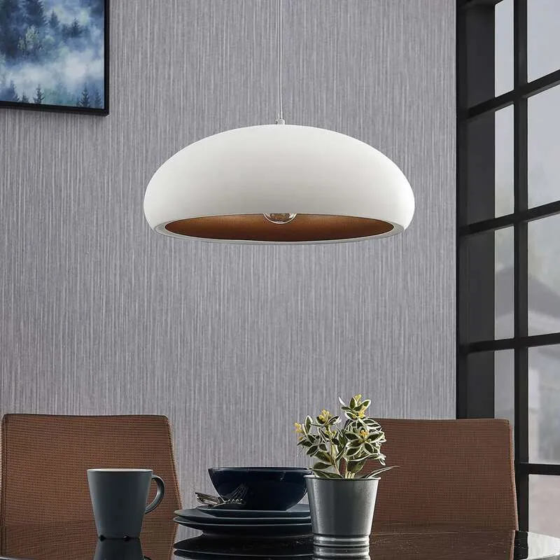B-Ware Lindby Pendelleuchte Hängeleuchte Gerwina LED Lampe dimmbar weiß gold Ø40cm
