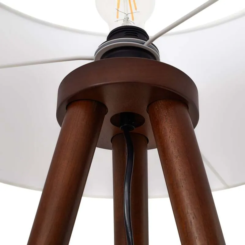 B-Ware Lindby Stehleuchte Charlia 150 cm weiß Walnussholz E27 15 W mit Schalter
