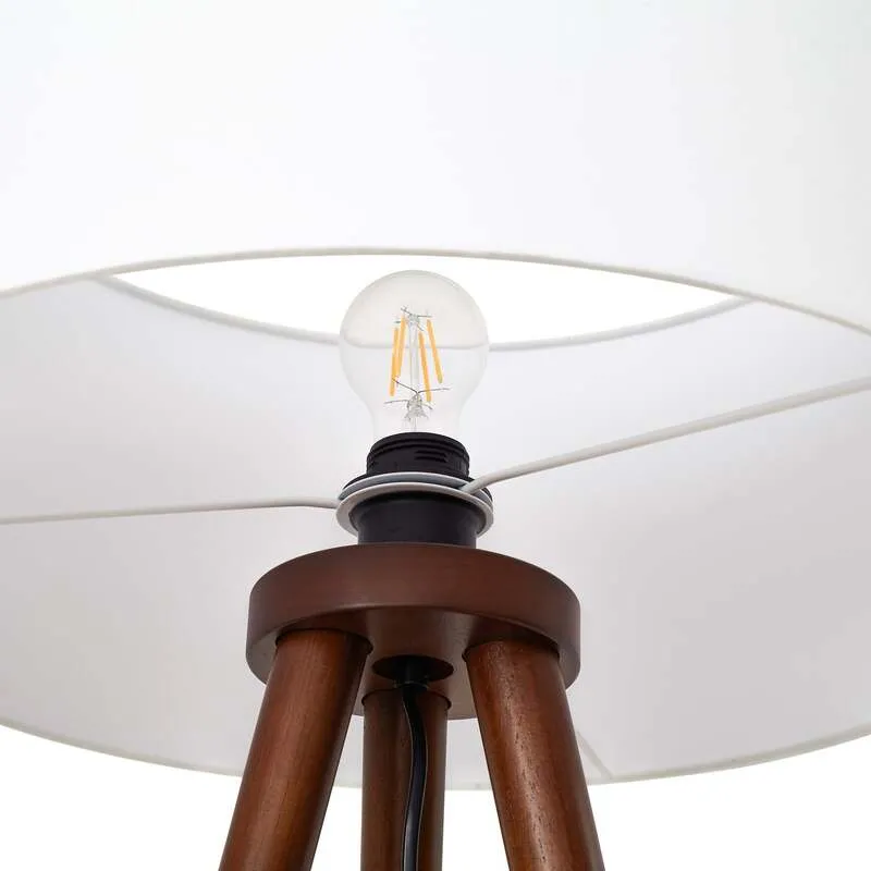 B-Ware Lindby Stehleuchte Charlia 150 cm weiß Walnussholz E27 15 W mit Schalter