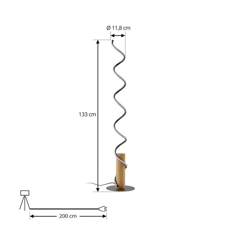 B-Ware Lindby LED-Stehleuchte Spiraali grau Holz 133 cm warmweiß 2410 lm