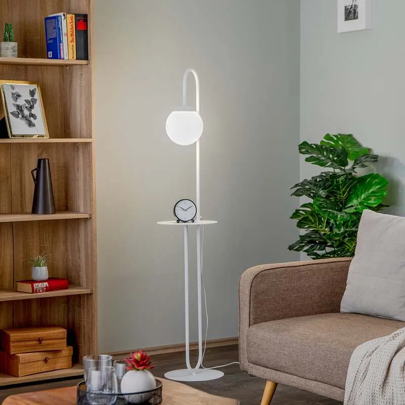 B-Ware Stehleuchte Bari weiß Metall Glas 150 cm E14 EMIBIG LIGHTING