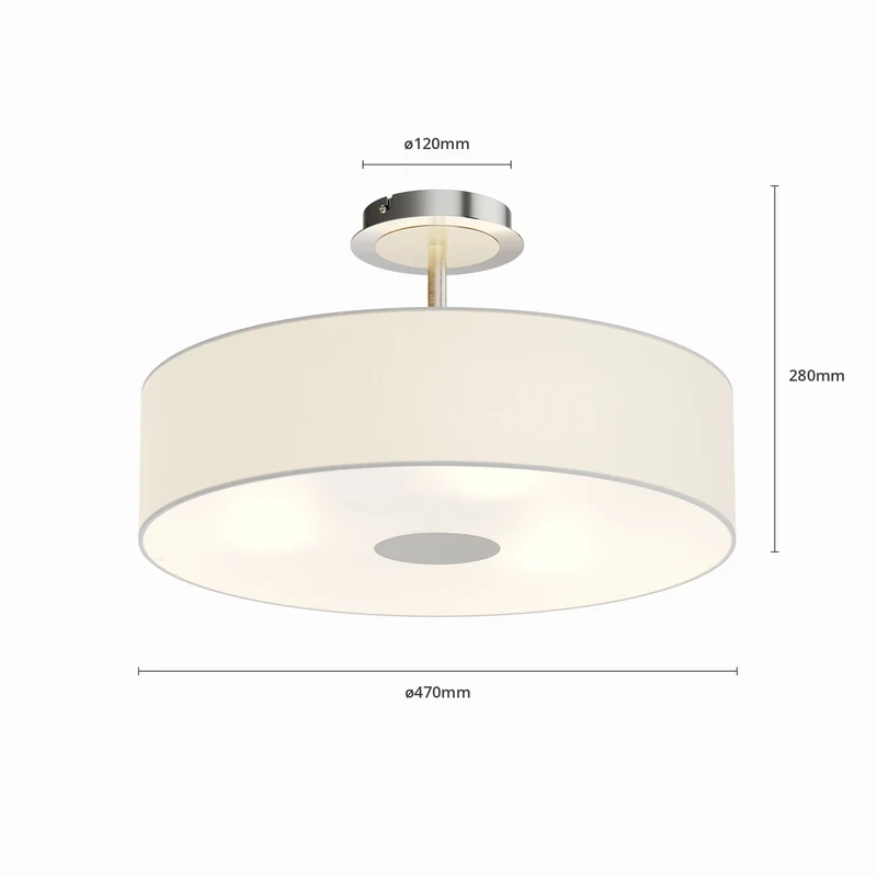 B-Ware Lindby Josia Deckenleuchte Nickel/Chrom 28cm dimmbar E27 3-flammig