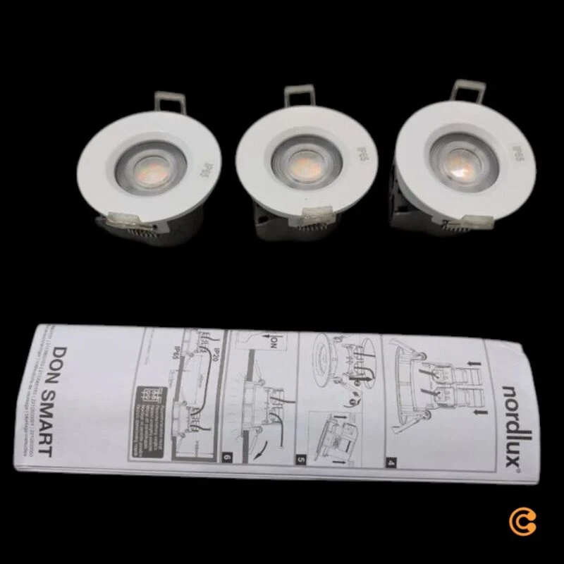 B-Ware Nordlux LED Einbauleuchte Don Smart 3er Set Downlight dimmbar IP65 weiß 8,5cm