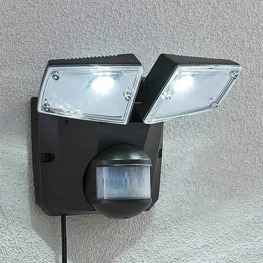 B-Ware Solarleuchte Wandleuchte Solarstrahler LED Solarlampe Gartenleuchte grau Lindby