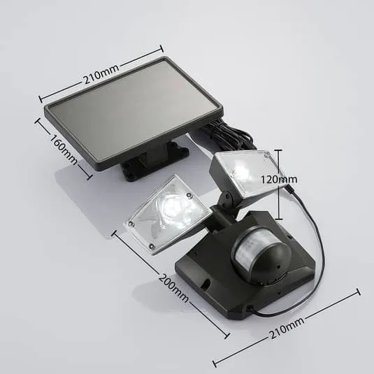 B-Ware Solarleuchte Wandleuchte Solarstrahler LED Solarlampe Gartenleuchte grau Lindby